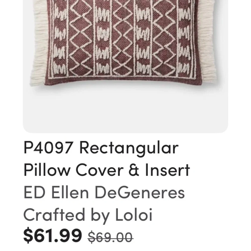 ED Ellen DeGeneres Mauve Geometric Tufted Lumbar Pillow with Fringe 14x26‎